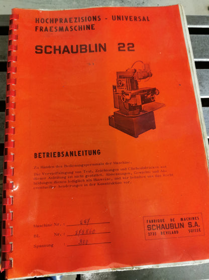 Schaublin 22 Präzisions Universal Fräsmaschine