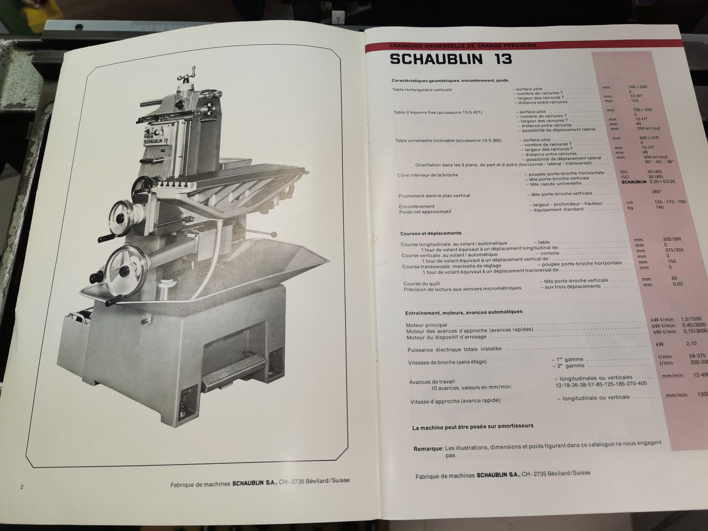Schaublin 13 Präzisions Fräsmaschine mit Zubehör
